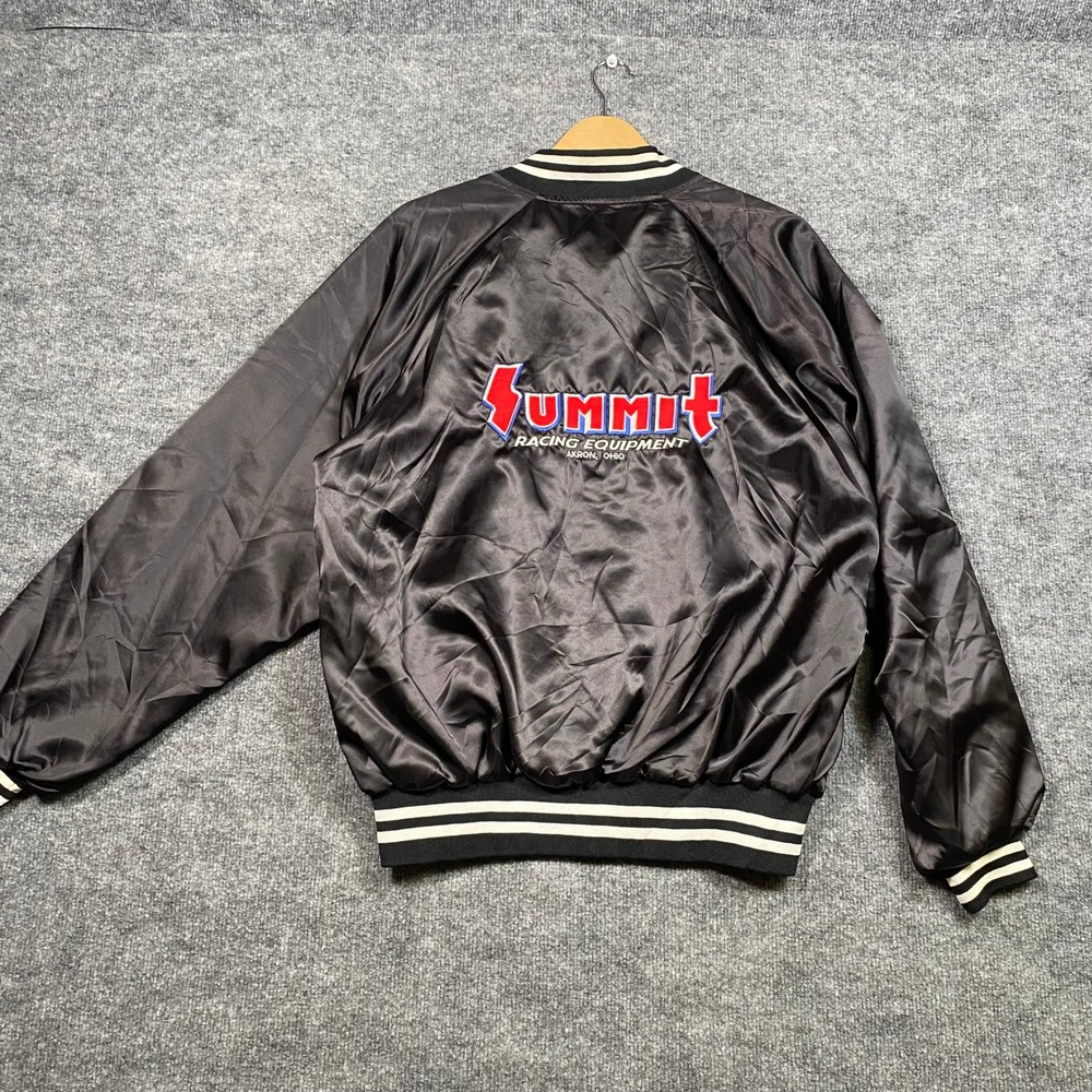 Vintage Summit Racing Silver Anniversary‎ Satin Bomber Jacket Mens Large